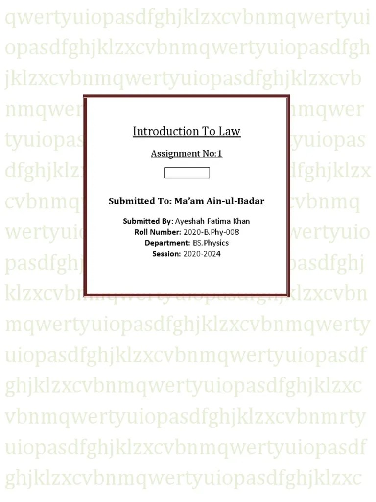 Introduction To Law: Assignment No:1 | PDF | Precedent | Common Law