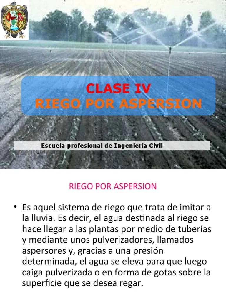 Clase 4-Riego Por Aspersion | PDF | Riego | Agua