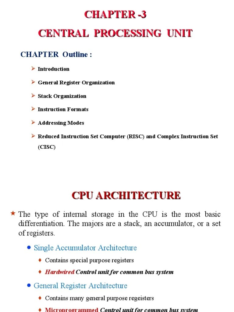Chapter 3 Lecture 1 Central Processing Unit | PDF | Central Processing ...