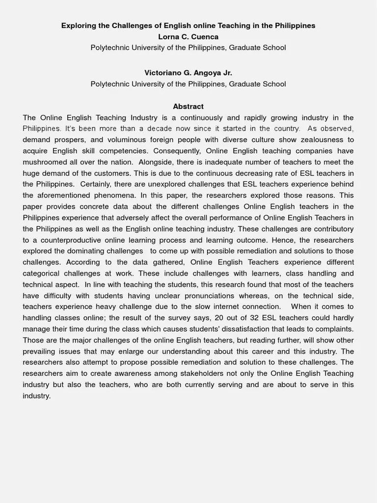 Exploring The Challenges Of English Onli | PDF | Teachers | Educational Technology
