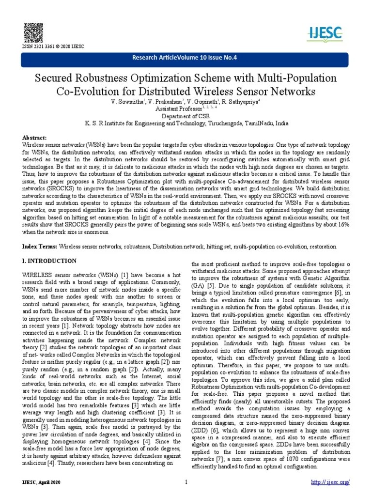 Secured Robustness | PDF | Wireless Sensor Network | Genetic Algorithm