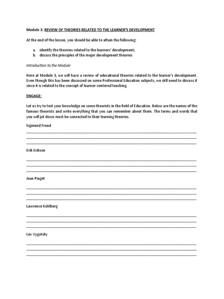 Facilitating Learning - Module 3 - Review Of Theories Related To The ...