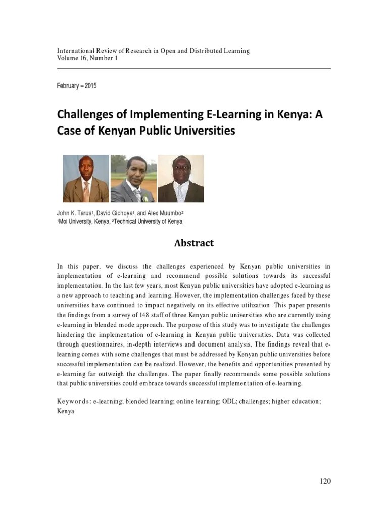 Challenges Of Implementing E-Learning In Kenya: A Case Of Kenyan Public ...