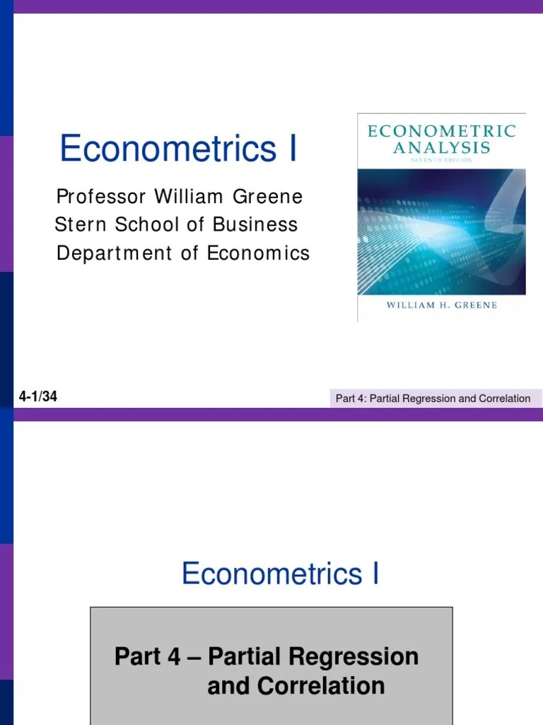 Econometrics I: Professor William Greene Stern School Of Business ...
