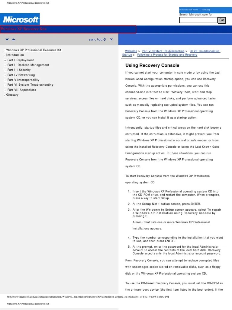 Windows XP Professional Resource Kit | PDF | Booting | Command Line Interface