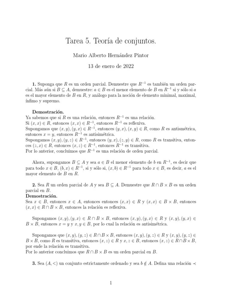 Ejercicios De Teoría De Conjuntos | PDF | Relaciones Matematicas ...