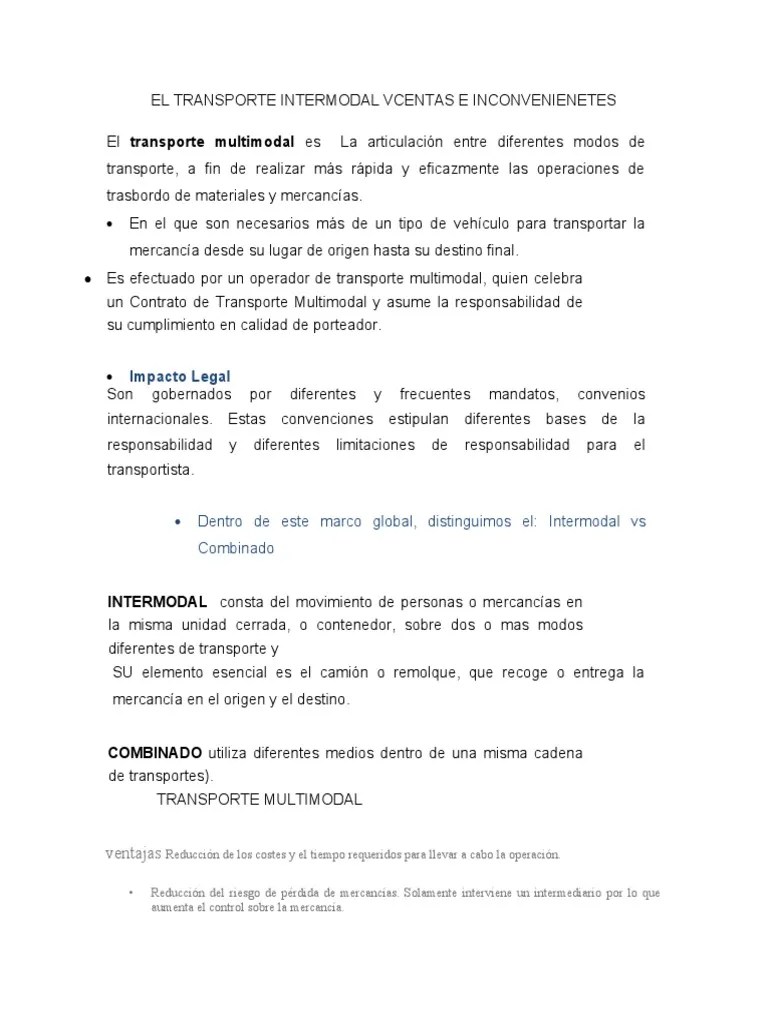 El Transporte Multimodal Ventajas E Inconvenienetes Mapa | PDF | Transporte Intermodal De Carga ...