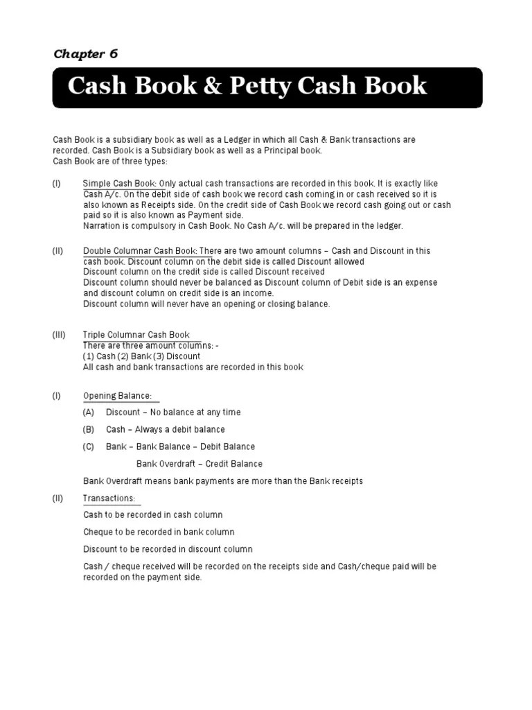 Cash Book & Petty Cash Book | PDF | Bookkeeping | Debits And Credits