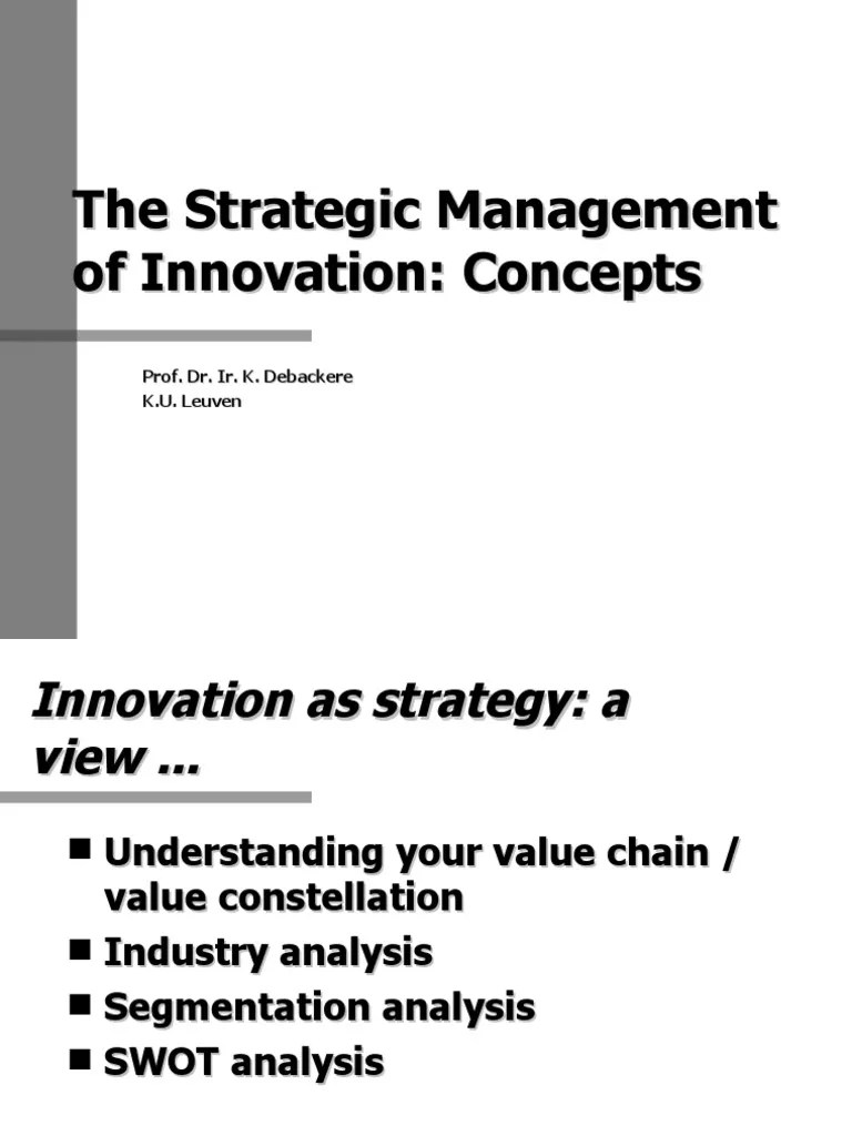 The Strategic Management Of Innovation: Concepts | PDF | Strategic ...