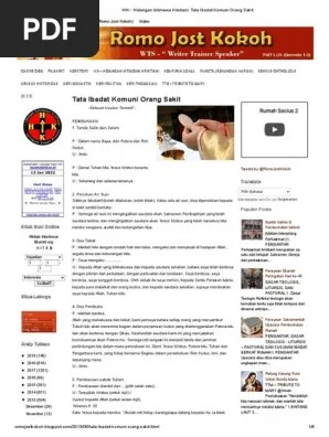 HIK - Hidangan Istimewa Kristiani_ Tata Ibadat Komuni Orang Sakit | PDF