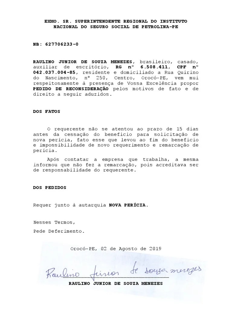 Modelo Requerimento Administrativo Ao Inss | PDF