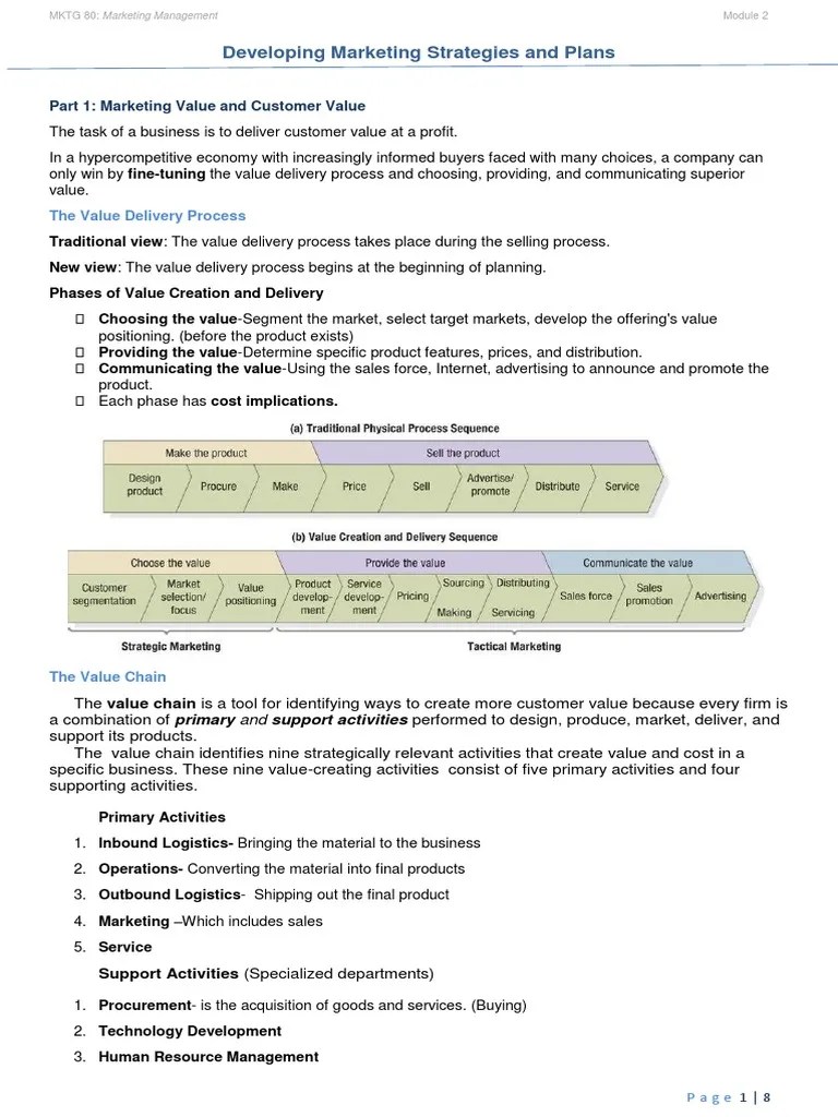 Lesson 2 Developing Marketing Strategies And Plans | PDF | Marketing | Strategic Management