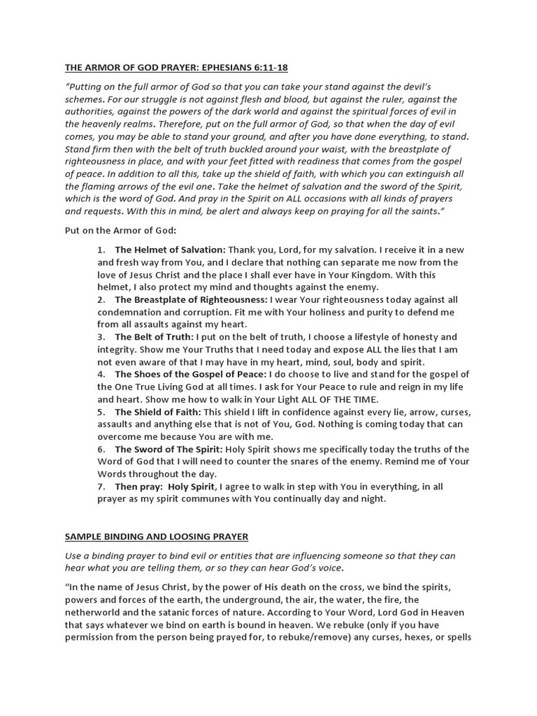 Prayers & Armor Of God | PDF | Armor Of God | Prayer