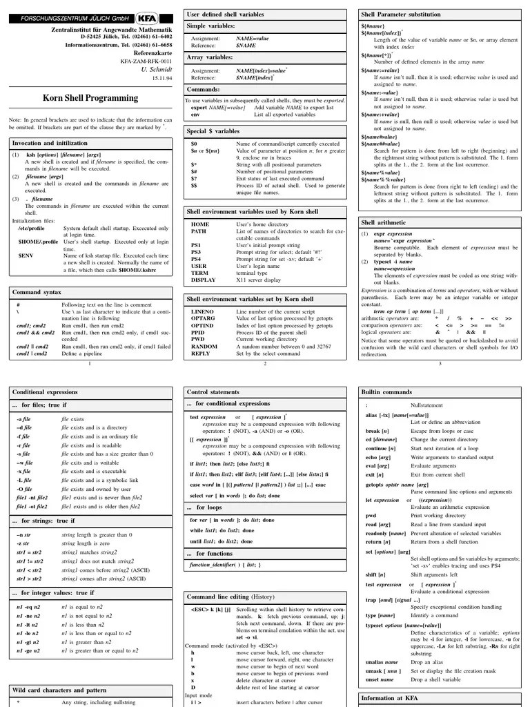 Reference - Card KSH - Programming | PDF | Command Line Interface ...