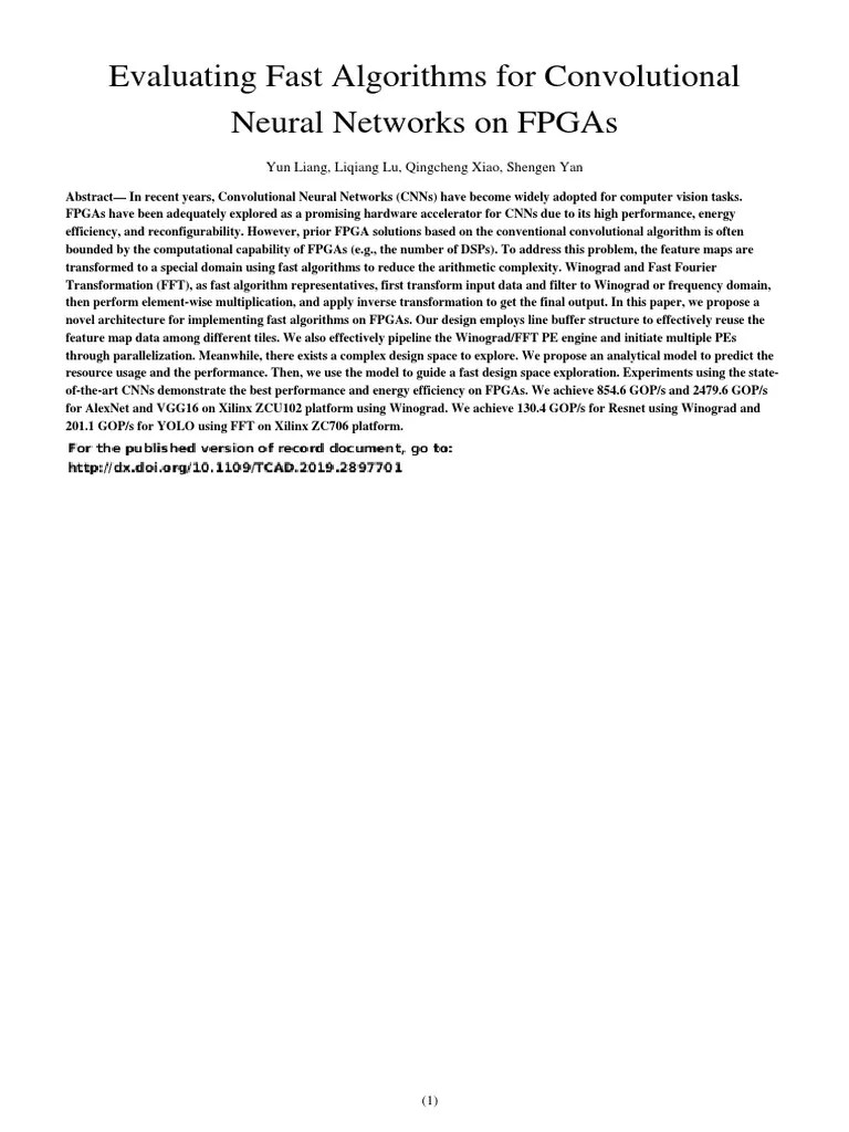 Evaluating Fast Algorithms For Convolutional Neural Networks On FPGAs ...