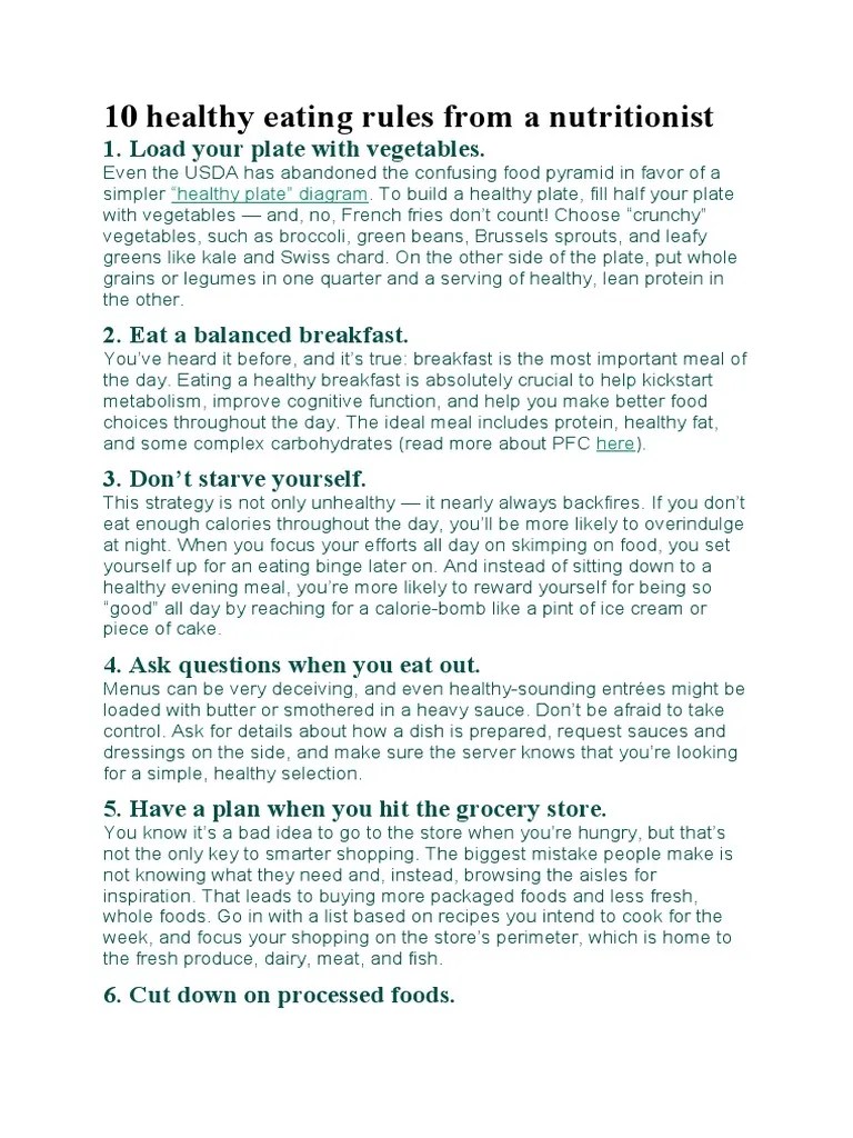 10 Healthy Eating Rules From A Nutritionist | PDF | Whole Grain | Foods