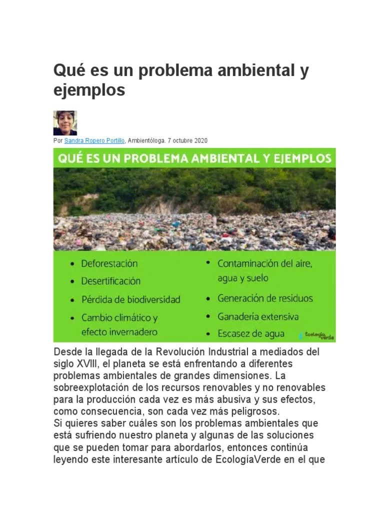 Qué Es Un Problema Ambiental Y Ejemplos | PDF | Contaminación | Gases ...