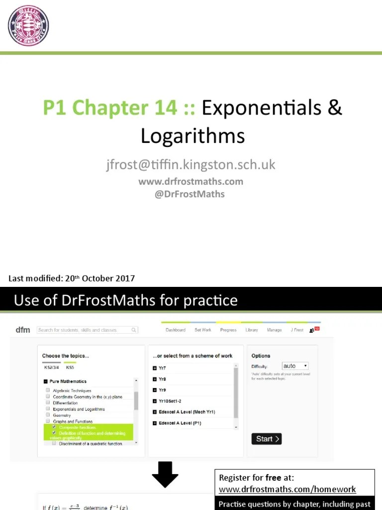 P1 Chapter 14::: Exponentials & Logarithms | PDF | Logarithm ...