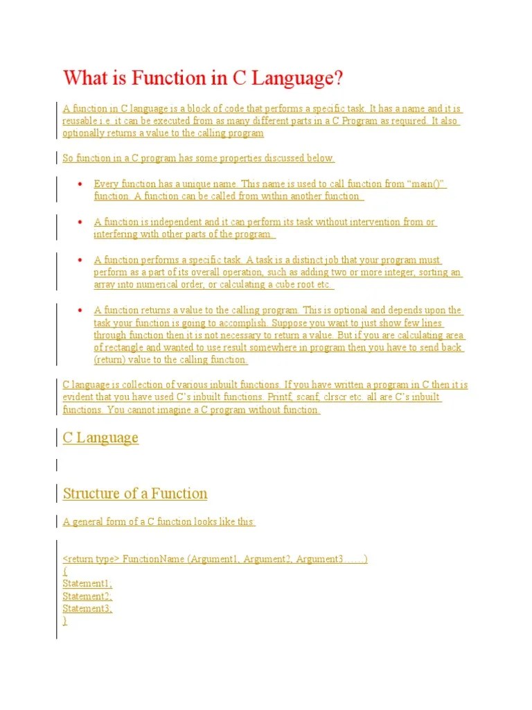 An Introduction To Functions In C Language: Explaining The Purpose ...