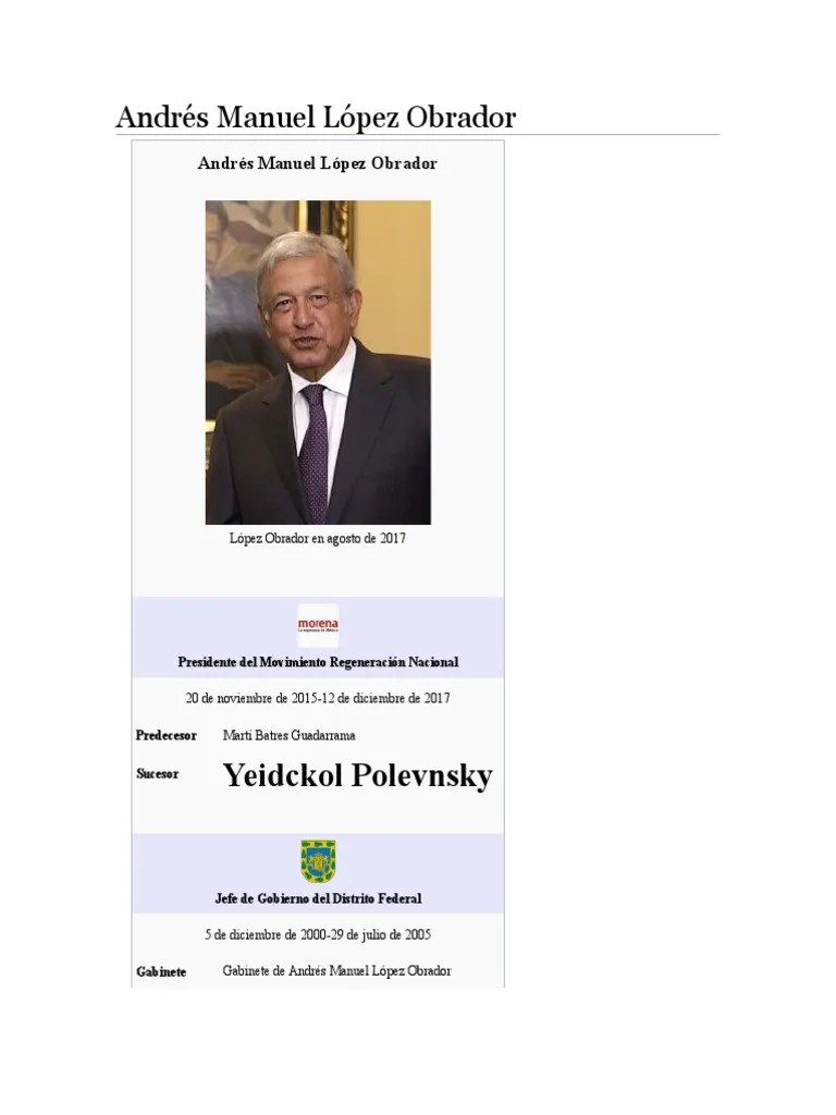 Andrés Manuel López Obrador | PDF | Politica De Mexico | Organizaciones Relacionadas Con El Gobierno