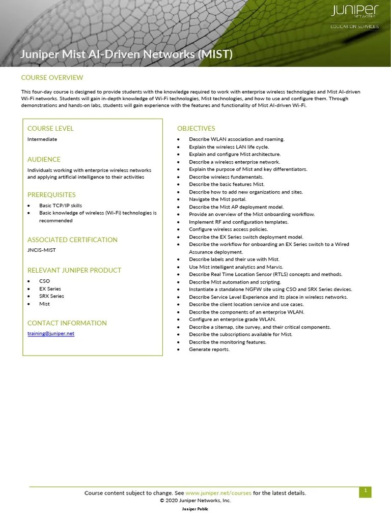 Juniper Mist AI-Driven Networks (MIST) | PDF | Wireless Lan | Wi Fi