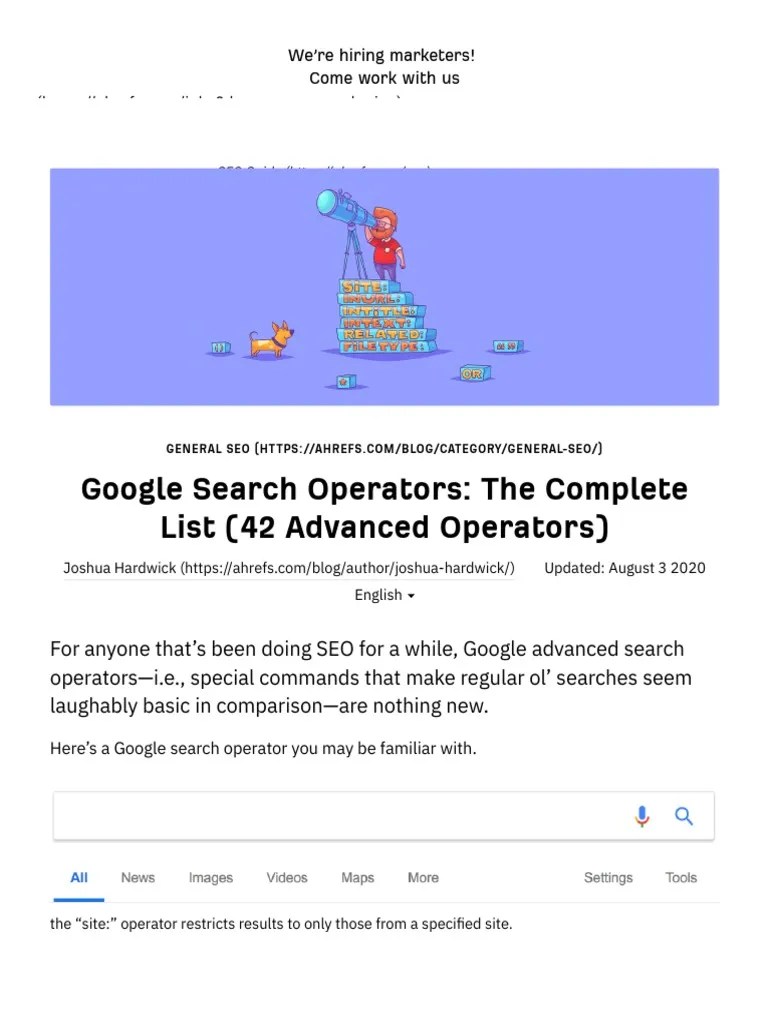 Google Search Operators - The Complete List (42 Advanced Operators) | PDF | Search Engine ...