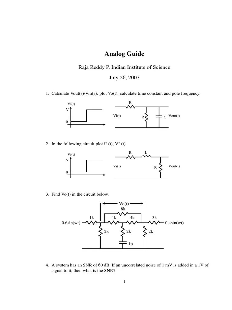 Analog Sample Interview Questions | PDF | Operational Amplifier ...
