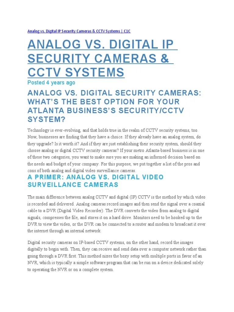Analog Vs Digital CCTV | PDF | Closed Circuit Television | Digital ...