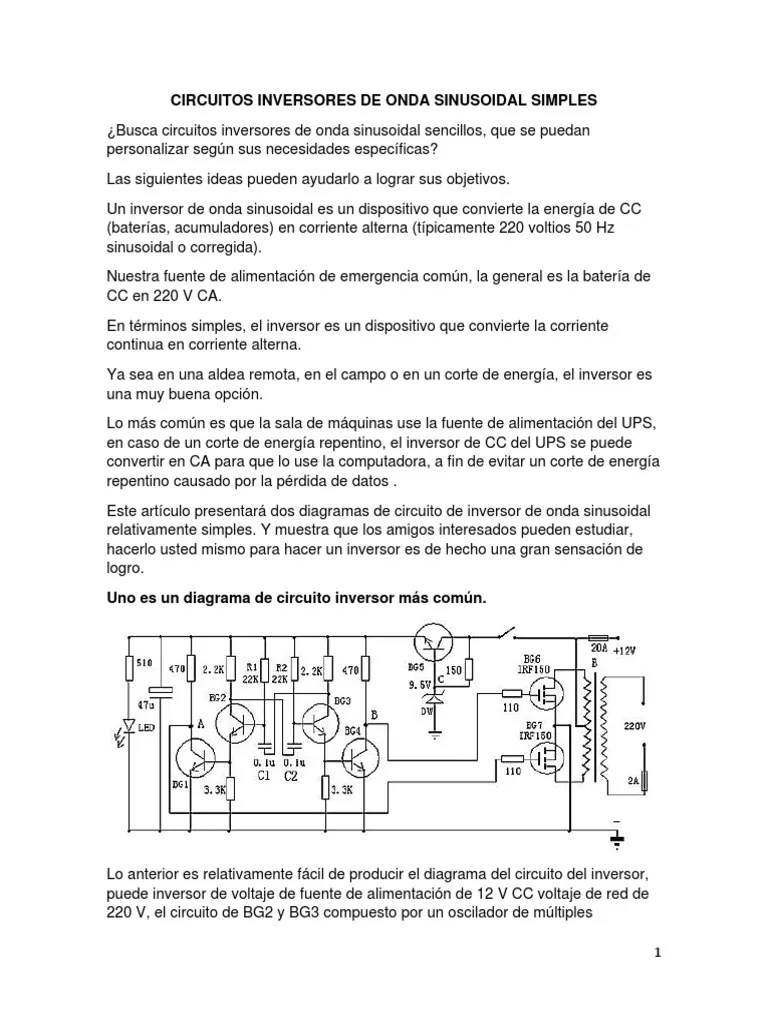 Circuitos Inversores De Onda Sinusoidal Simples | PDF | Amplificador ...