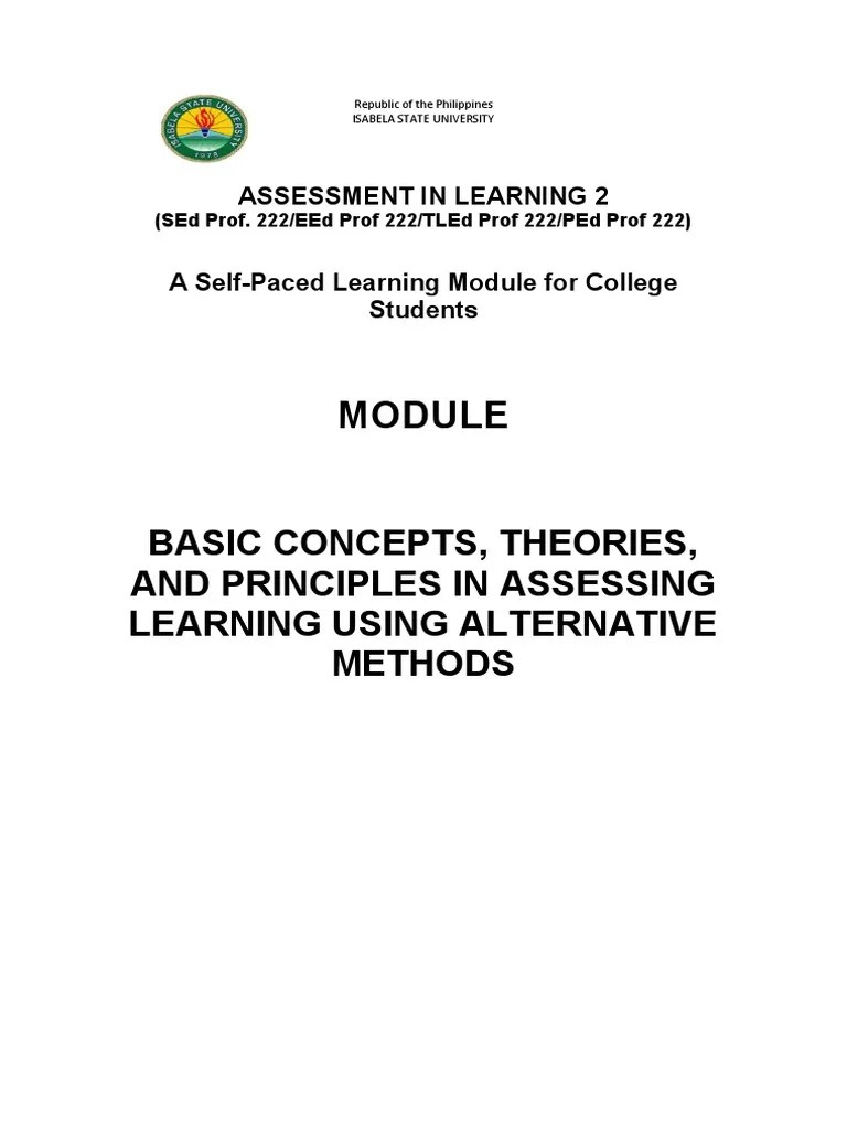 Basic Concepts, Theories, And Principles In Assessing Leaning Using ...