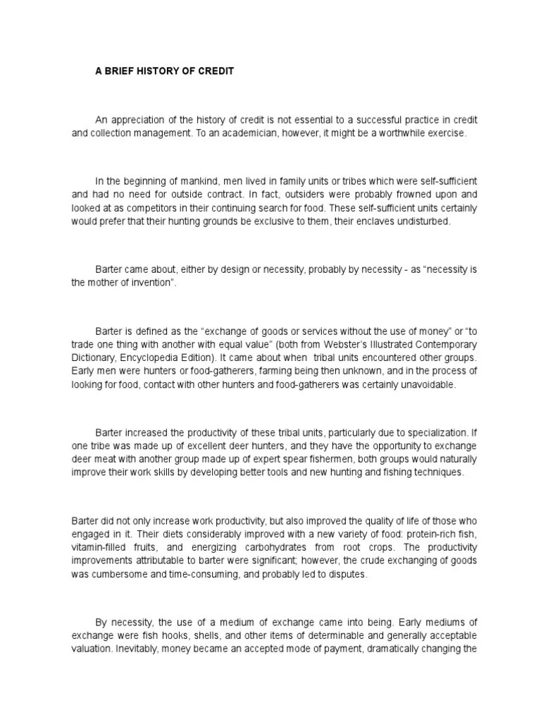 A Brief History Of Credit | PDF | Hunting | Money