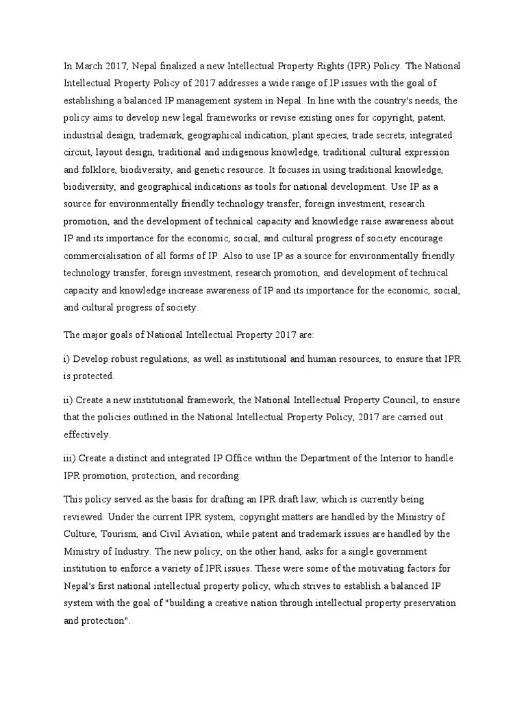 National Intellectual Property Policy | PDF | Intellectual Property | Traditional Knowledge