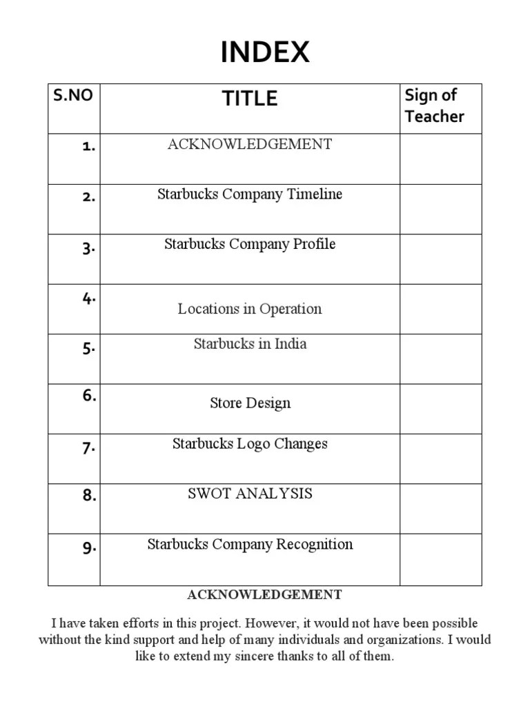 Project On Starbucks India | PDF | Starbucks | Coffee