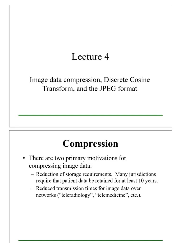 Compression: Image Data Compression, Discrete Cosine Transform, And The JPEG Format | PDF | Data ...