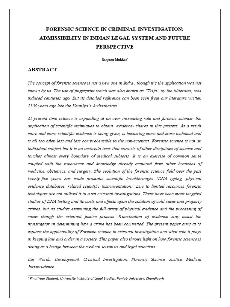 Forensic Science In Criminal Investigation - Research Paper | PDF | Forensic Science | Science