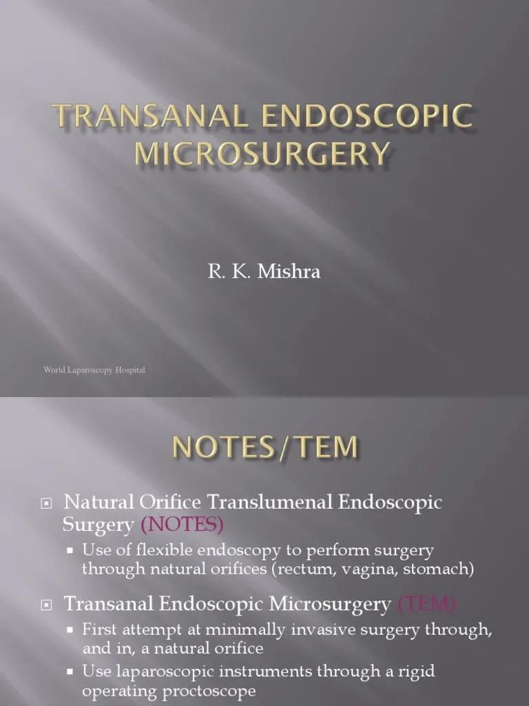 Transanal Endoscopic Microsurgery | PDF | Endoscopy | Rectum