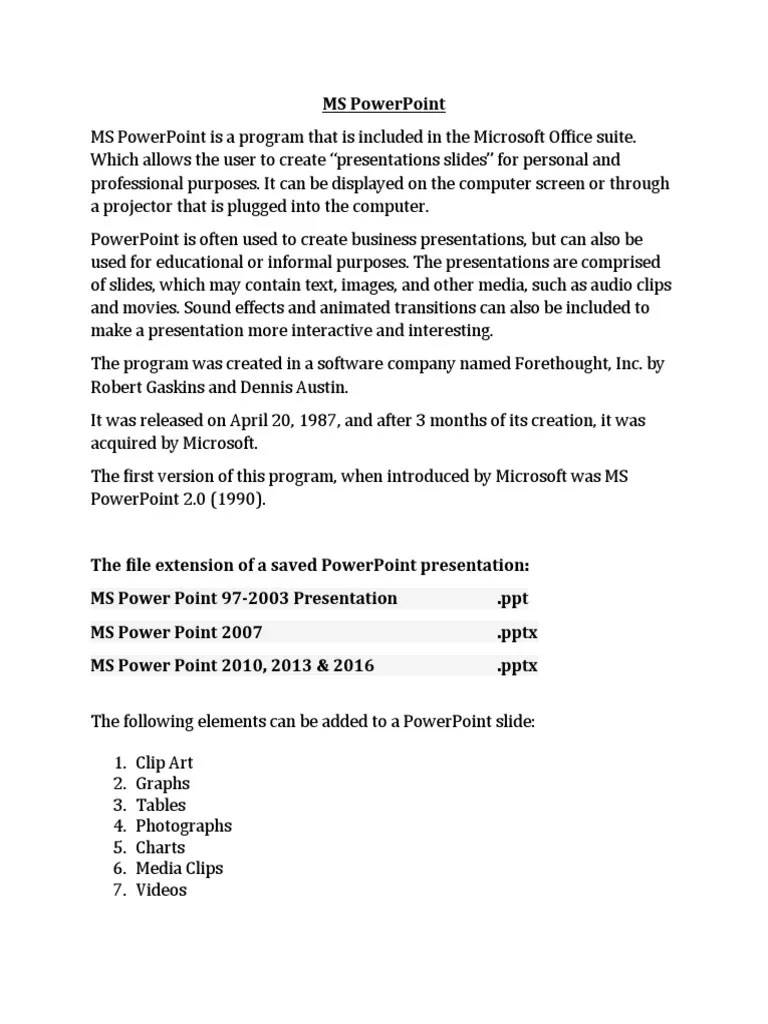 MS Power Point | PDF | Microsoft Power Point | Computing