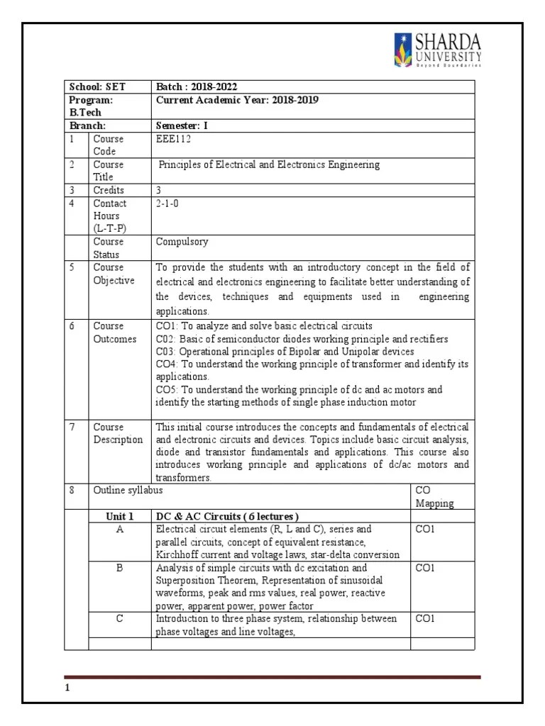 EEE Syllabus | PDF | Electrical Network | Rectifier