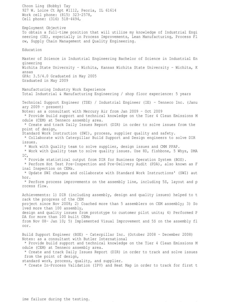 Industrial Manufacturing Process Scm Engineer