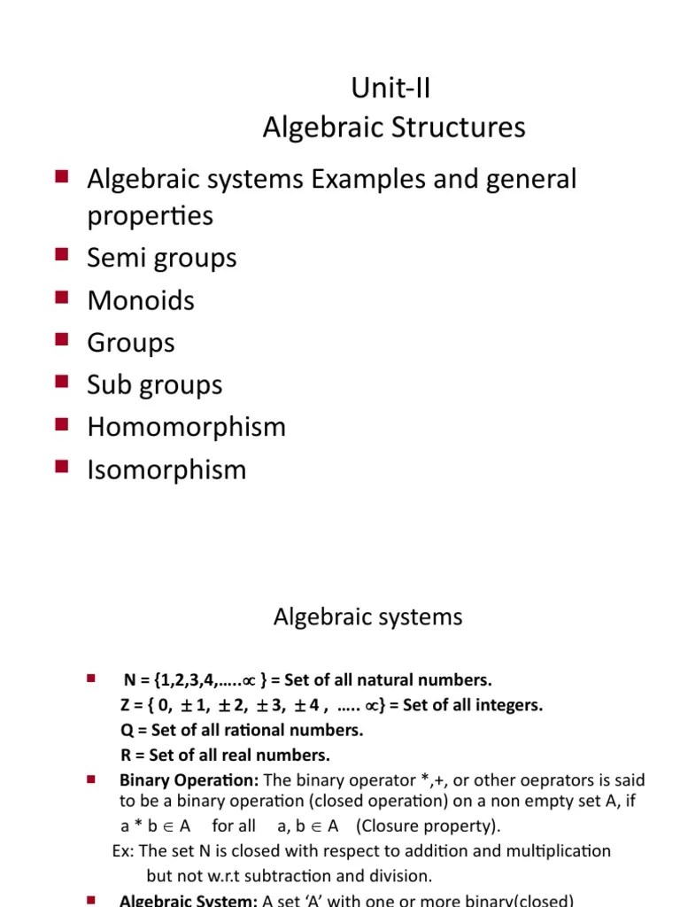 DM U2 Algebraic Structures | PDF | Group (Mathematics) | Mathematical ...