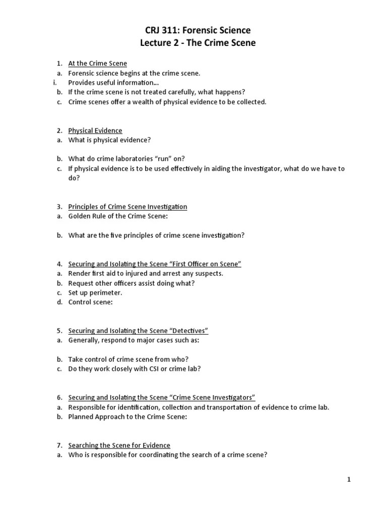 CRJ 311: Forensic Science Lecture 2 - The Crime Scene | PDF | Crime ...