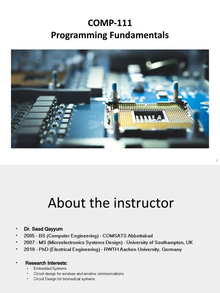 Lecture 01 - Programming Fundamentals | PDF | Computer Programming ...