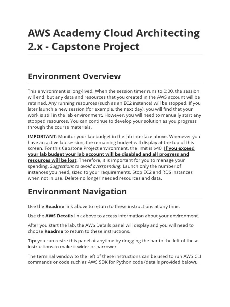 AWS Academy Cloud Architecting 2.x - Capstone Project: Environment Overview | PDF | Databases | Php