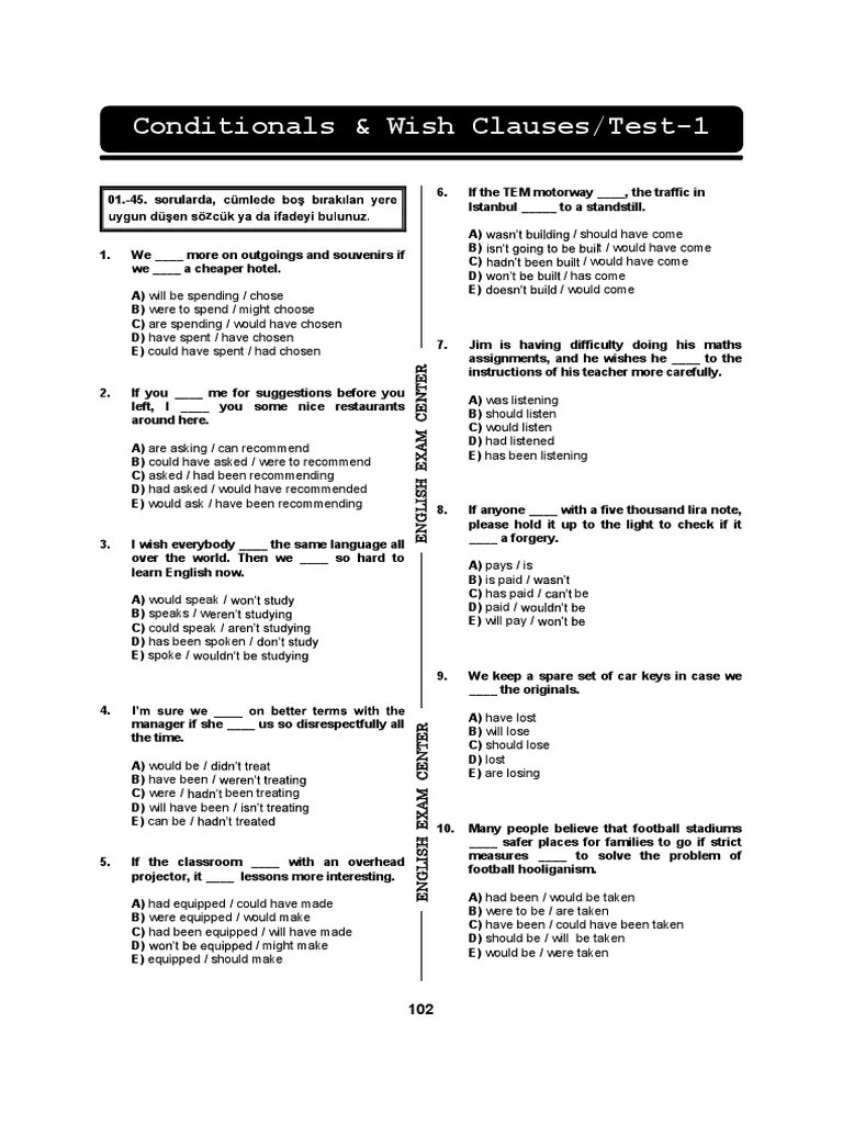 Conditionals & Wish Clauses/Test-1 | PDF