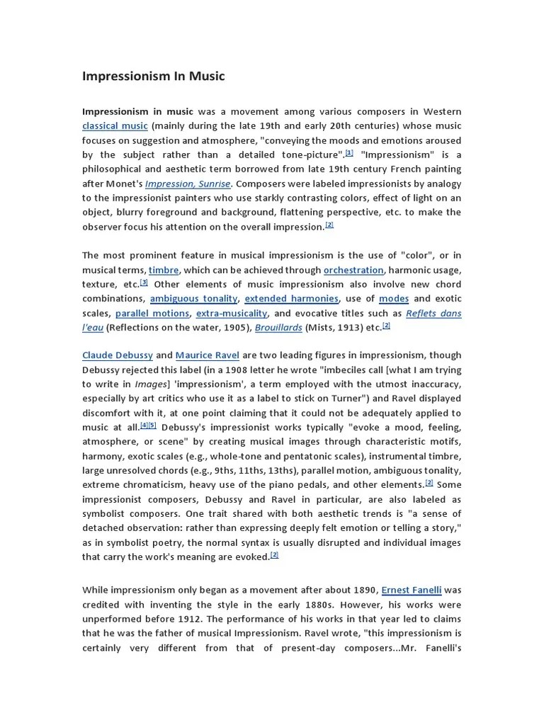 Impressionism In Music | PDF | Classical Music