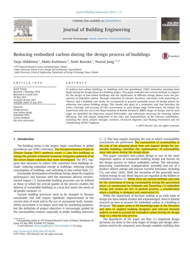 Reducing Embodied Carbon During The Design Process Of Buildings | PDF ...
