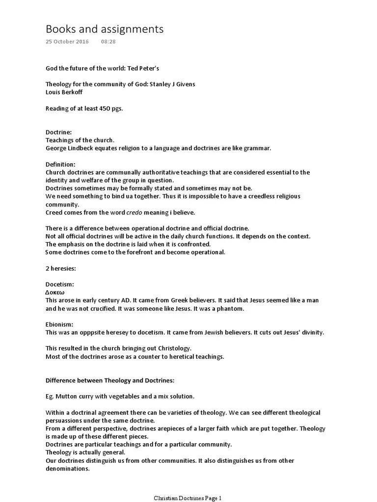 Class Notes - Christian Doctrines | PDF | Revelation | Grace In Christianity