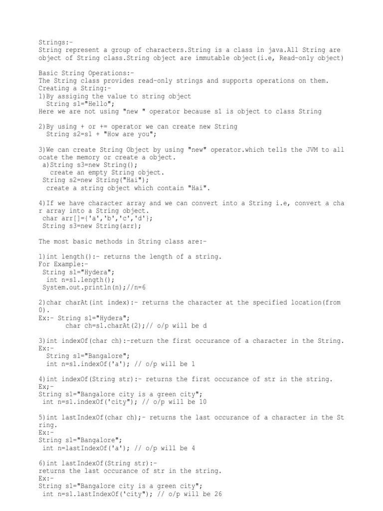 String Notes | PDF | String (Computer Science) | Array Data Structure