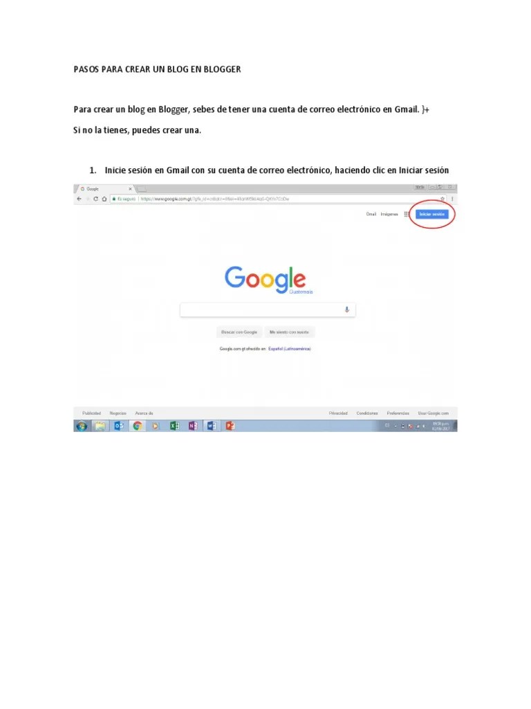 Pasos Para Crear Un Blog En Blogger-1 | PDF | Blog | Gmail