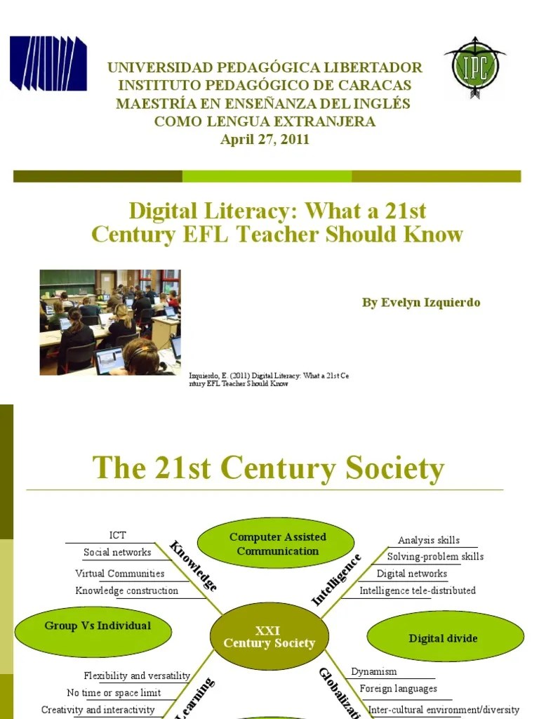 Digital Literacy: What A 21st Century EFL Teacher Should Know | PDF | Literacy | Web 2.0
